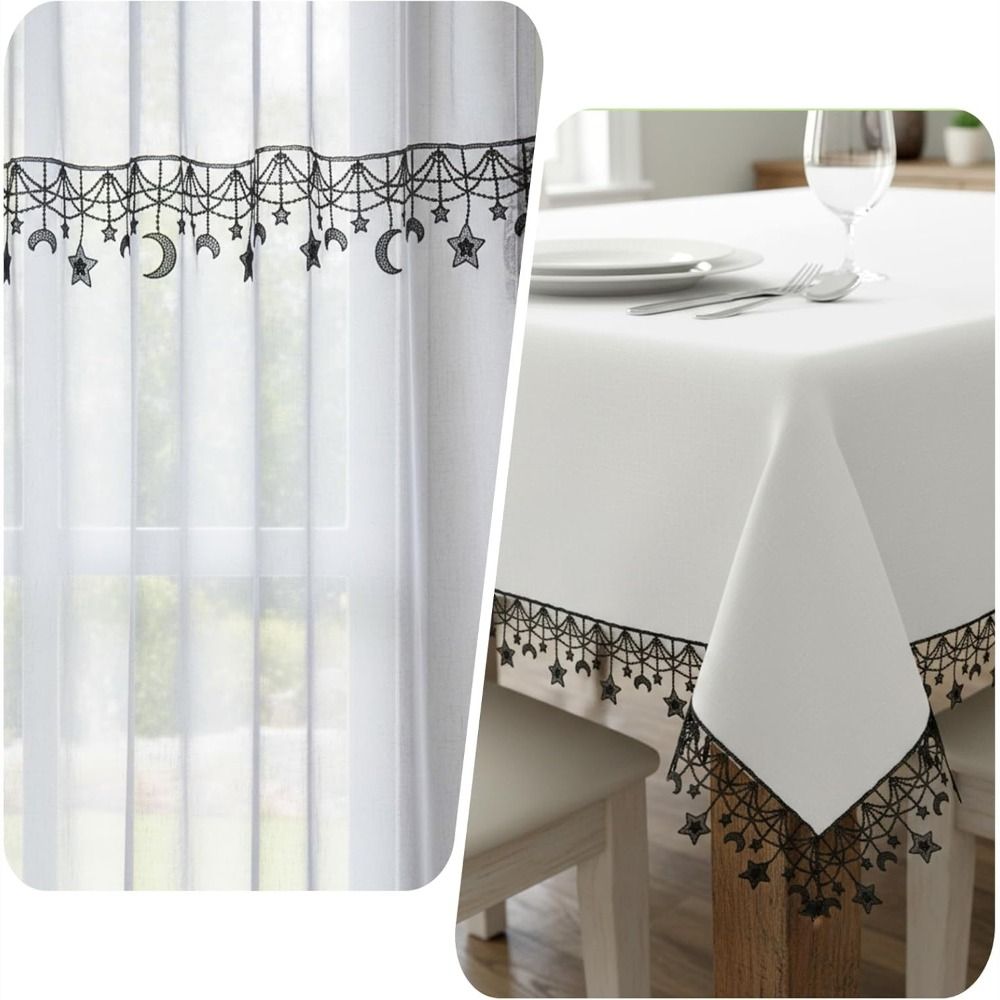 Lace Ribbon Trim - Akcesoria do szycia: czarno-biała koronkowa taśma