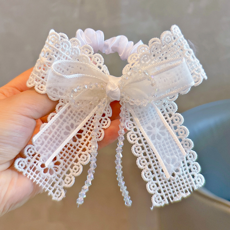 Tassel Fringe Trim - Elastyczne gumki do włosów z białą