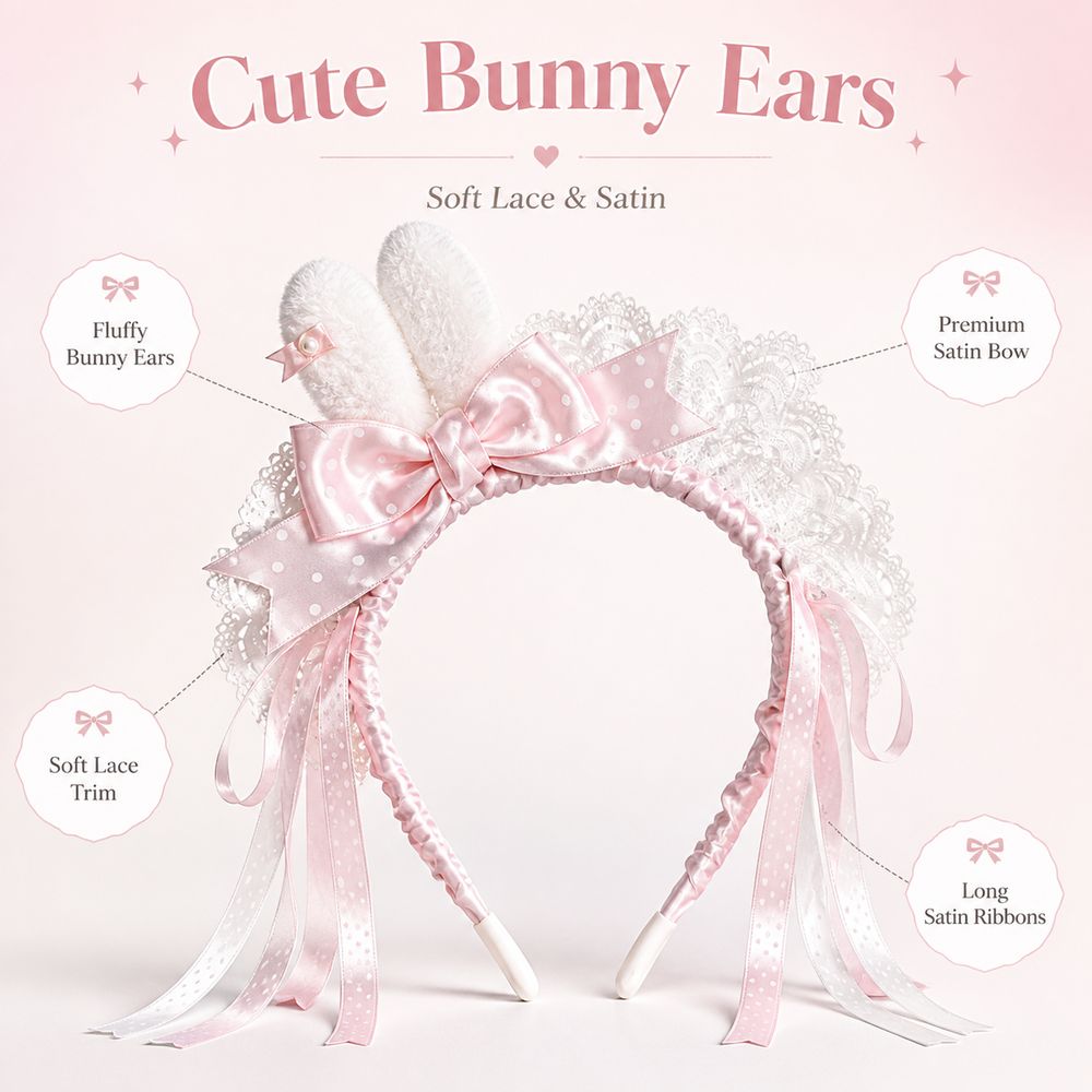 Nowa opaska na głowę z uszami  – Lace Ribbon Trim recenzja i cena